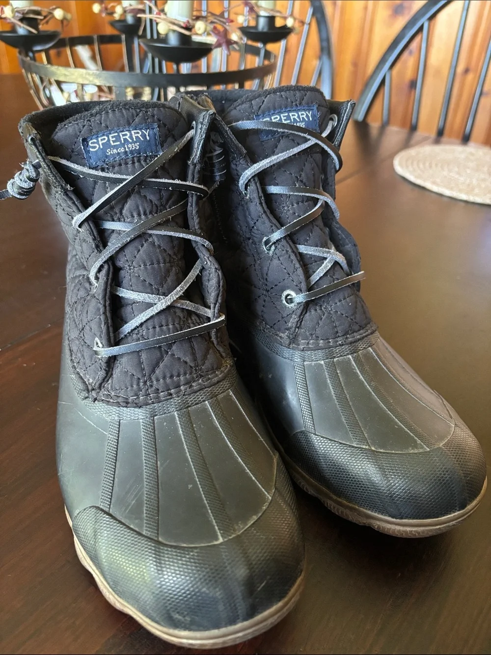 Sperry Black Quilted Winter Duck Boots